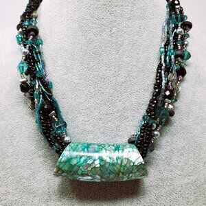 Coldwater Creek Multi-strand Necklace with Abalone Pendant